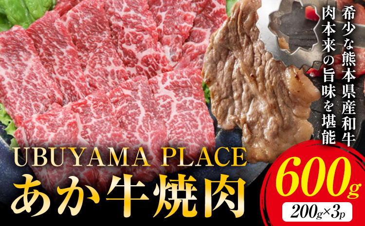 熊本県産 あか牛 焼肉 600g UBUYAMAPLACE《30日以内に出荷予定(土日祝除く)》あか牛 肉 牛肉 国産牛 ブランド牛 焼肉 小分け---ubuyama_ubp_18_600g---