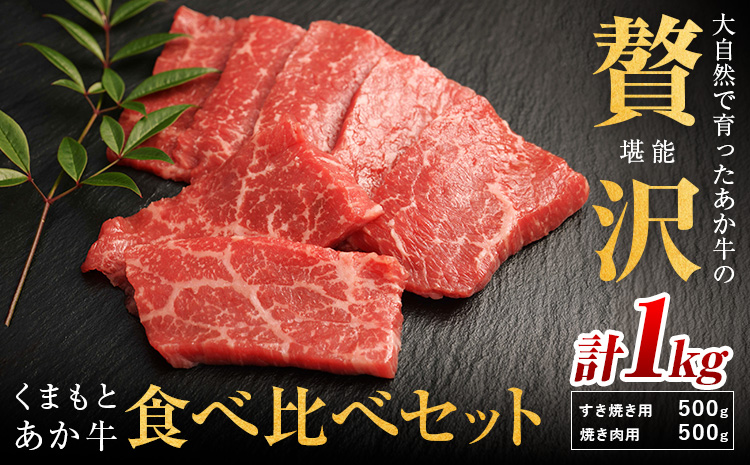 生産者直送！GI認証 くまもとあか牛 すき焼き用 500g ・ 焼き肉用 500g 食べ比べセット山の里《60日以内に出荷予定(土日祝除く)》熊本県 産山村 BBQ 焼き肉 焼肉 すき焼き くまもとあか牛 赤身 和牛 牛肉 牛 国産 あか牛 贈り物【配送不可地域あり】---ubuyama_yms_24_1kg---