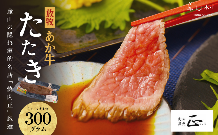 産山の隠れ家的名店「焼肉正」厳選 「放牧あか牛のたたき」《60日以内に出荷予定（土日祝除く）》---ubuyama_yns_14_300g---