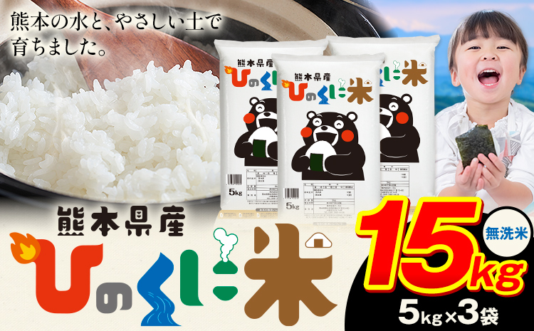 無洗米 ひのくに米 15kg 《7-14日以内に出荷予定(土日祝除く)》 食品 米 こめ コメ 熊本県産 ふるさと納税 お米 おこめ 熊本---ubuyama_lcl_604_15kg---