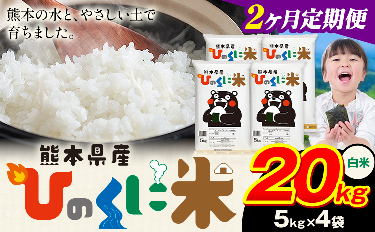 【2ヶ月定期便】 白米 ひのくに米 20kg 《申込月の翌月から出荷開始》 食品 米 こめ コメ 熊本県産 ふるさと納税 お米 おこめ 熊本---ubuyama_lcl_930_mo2---