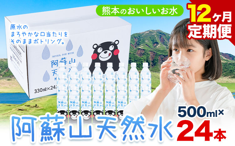 水 熊本 の おいしい お水 阿蘇山 天然水 500ml × 24本 1ケース 12ヶ月定期便 丸富産業《お申し込みの翌月から出荷開始》熊本県 産山村 水 天然水 みず 熊本 飲料 熊本県 ミネラルウォーター ---ubuyama_mrt_5_mo12---