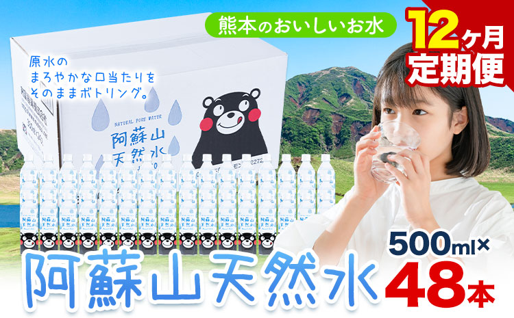 水 熊本 の おいしい お水 阿蘇山 天然水 500ml × 48本 2ケース 12ヶ月定期便 丸富産業《お申し込みの翌月から出荷開始》熊本県 産山村 水 天然水 みず 熊本 飲料 熊本県 ミネラルウォーター ---ubuyama_mrt_10_mo12---