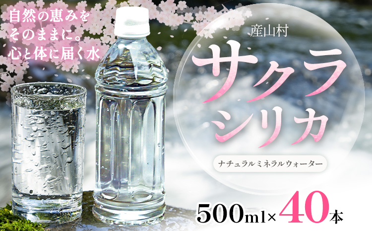 サクラシリカ 500ml × 40本 みずの里《30日以内に出荷予定(土日祝除く)》熊本県 阿蘇郡 産山村 ミネラルウォーター シリカ 水 天然水 鉱水 ラベルレス ラベルなし---ubuyama_mzs_9_40p---