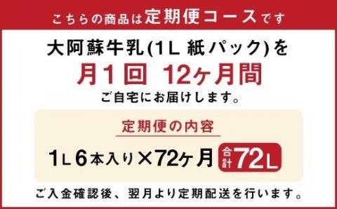 【12ヶ月 定期便】らくのうマザーズ 大阿蘇 牛乳 3.6％ 1L×6本