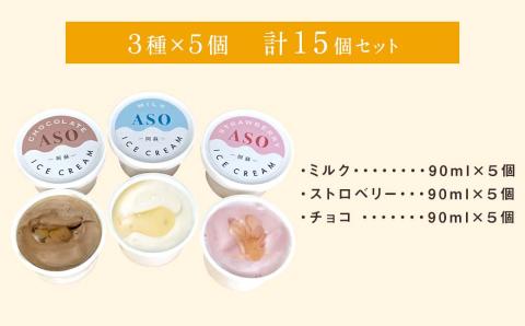 ASO ミルク アイス (阿蘇はちみつ入り) 3種 15個セット (ミルク チョコレート ストロベリー 各5個)