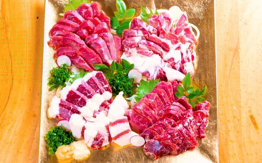 桜牧場 4種馬刺し食べ比べセット 上赤身・フタエゴ・馬ヒレ・馬ヒモ 計600g