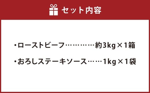 高森×グリル ド 加藤 ごちそうグリルセット ローストビーフ 総重量約4kg（ソース含む）牛肉 お肉 肉 おろしステーキソース 冷凍 熊本県 高森町