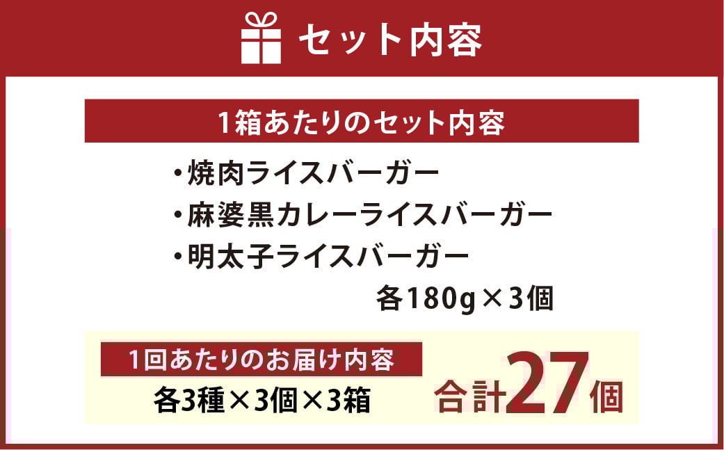 【3ヶ月定期便】コメコメバーガーオリジナル 冷凍高森米ライスバーガー 9個セット×3箱 計27個