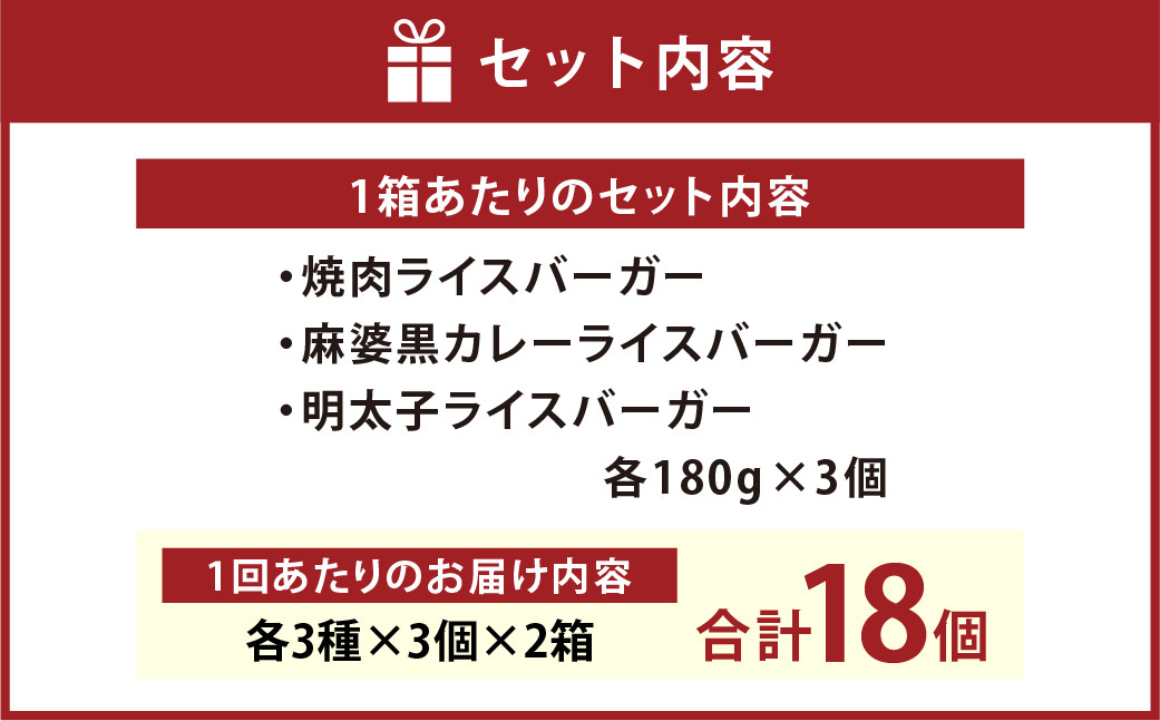 【6ヶ月定期便】コメコメバーガーオリジナル 冷凍高森米ライスバーガー 9個セット×2箱 計18個