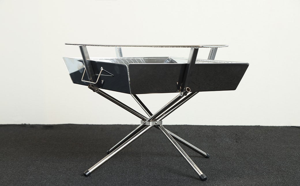 GCW-2G【MW-TAKAMORI OUTDOOR BRAND-】デュオキャンプセットD(2WAY 焚き火台 BBQグリル・アウトドアチェア×2・キャリーワゴンGRY)収納袋付き