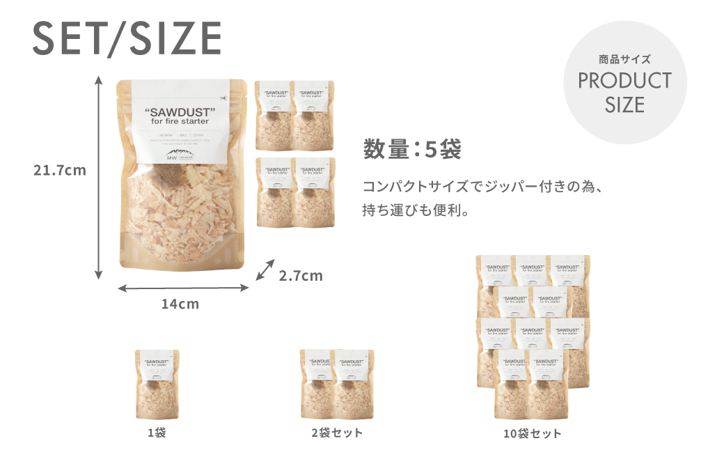 【MW-TAKAMORI OUTDOOR BRAND-】SAWDUST（おがくず）5袋セット