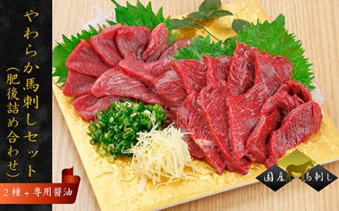 国産 赤身とヒレ やわらか馬刺し 2種食べ比べ セット 専用醤油付き