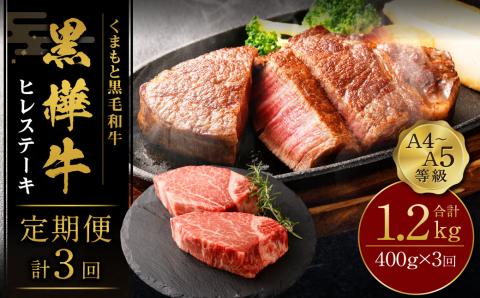 【3回定期便】くまもと黒毛和牛 杉本本店 黒樺牛 A4～A5等級 ヒレステーキ定期便 400g✕3回