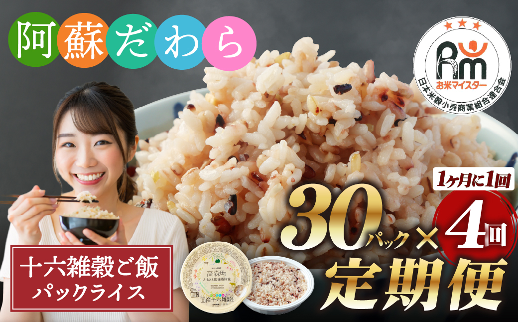 【定期便4ヶ月】阿蘇だわら 十六雑穀ごはん パックライス 160g×30パック