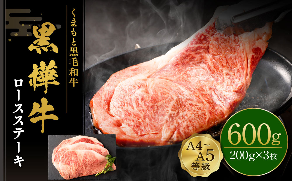 くまもと黒毛和牛 杉本本店 黒樺牛 A4～A5等級 ロースステーキ 200g×3 計600g