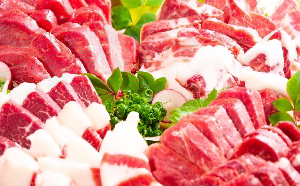 桜牧場 4種馬刺し食べ比べセット 上赤身・フタエゴ・馬ヒレ・馬ヒモ 計600g