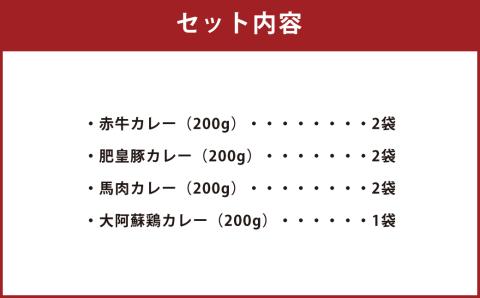 阿蘇 俵山カレー セット 4種 計1.4kg (200g×7袋) カレー 赤牛 肥皇豚 馬肉 大阿蘇鶏 常温保存 惣菜 レトルトカレー レトルト