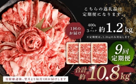 【 9回 定期便 】くまもと あか牛 切り落とし 1.2kg×9回 計10.8kg 肉 牛肉 和牛 ブランド牛 あか牛 赤牛 赤身 切落し 冷凍