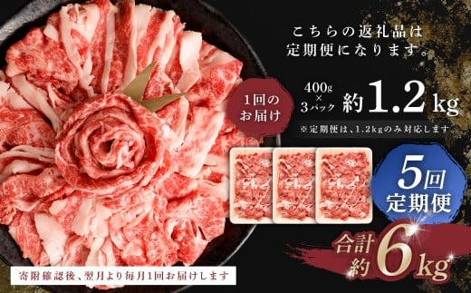 【 5回 定期便 】くまもと あか牛 切り落とし 1.2kg×5回 計6kg 肉 牛肉 和牛 ブランド牛 あか牛 赤牛 赤身 切落し 冷凍