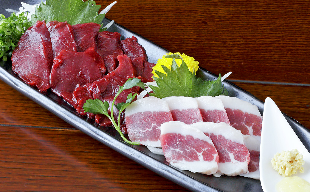 熊本 馬刺し 2種盛り 150g（赤身50g×2・フタエゴ50g×1）