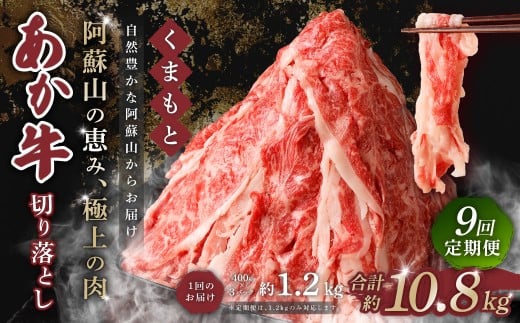 【 9回 定期便 】くまもと あか牛 切り落とし 1.2kg×9回 計10.8kg 肉 牛肉 和牛 ブランド牛 あか牛 赤牛 赤身 切落し 冷凍