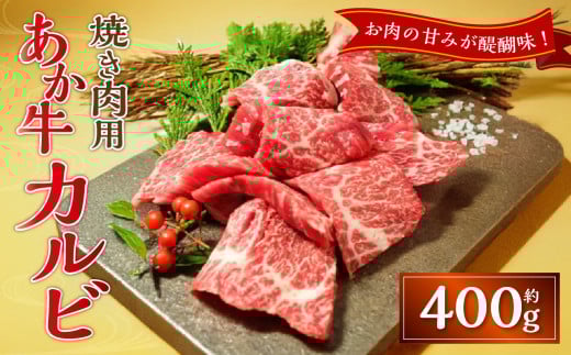 あか牛カルビ焼き肉用（あか牛バラカルビ約400g）あか牛 牛肉 カルビ バラ 肉 熊本産 国産牛 和牛