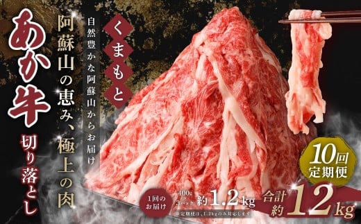 【 10回 定期便 】くまもと あか牛 切り落とし 1.2kg×10回 計12kg 肉 牛肉 和牛 ブランド牛 あか牛 赤牛 赤身 切落し 冷凍