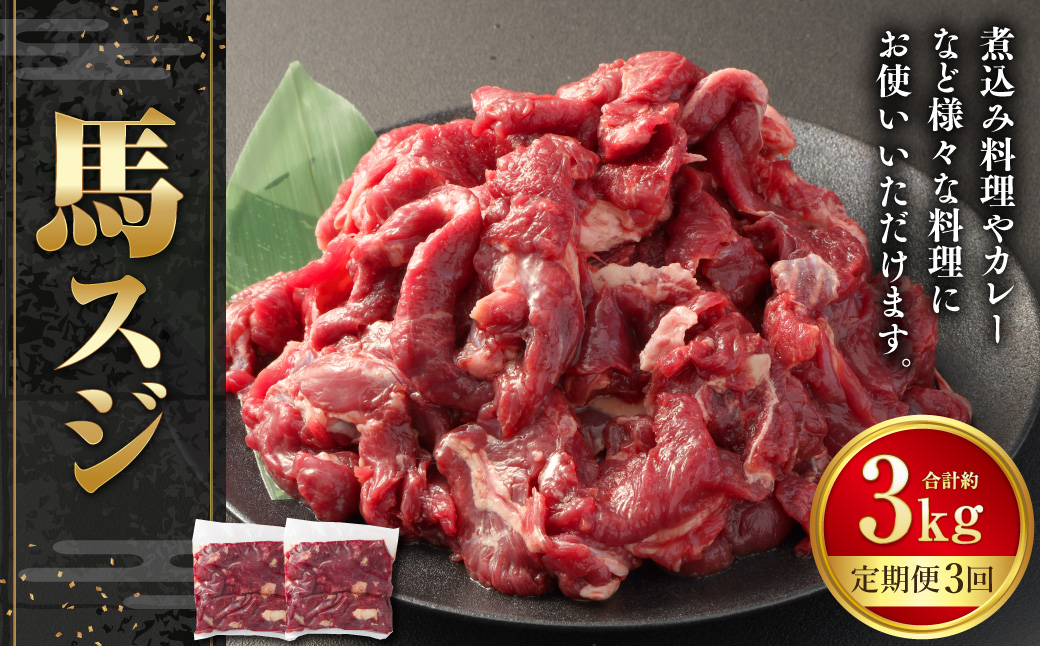 【3ヶ月定期便】馬スジ 約1kg