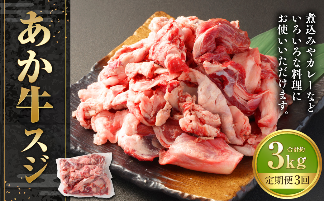 【3ヶ月定期便】あか牛スジ 約1kg