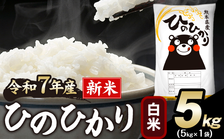 新米 令和7年産 ひのひかり 白米 5kg 《12月中旬-2月末頃出荷》 白米 精米 熊本県産(南阿蘇村産含む) 単一原料米 南阿蘇村---mna_hn7_bc122_13500_5kg_h---