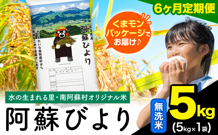 【6ヶ月定期便】阿蘇びより 無洗米 5kg (5kg×1袋)《お申し込みの翌月から出荷》｜国産米 人気米 熊本県産米 お米 生活応援米---mna_abytei_5kg_69000_mo6_m---