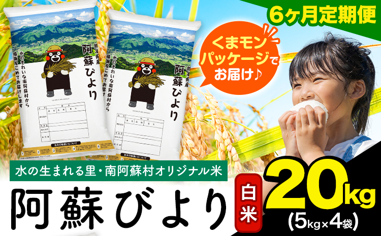 【6ヶ月定期便】阿蘇びより 白米 20kg (5kg×4袋)《お申し込みの翌月から出荷》｜国産米 人気米 熊本県産米 お米 生活応援米---mna_abytei_20kg_267000_mo6_h---