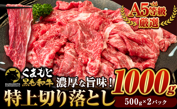 くまもと黒毛和牛 特上切り落とし ウデ・モモ 切り落とし 1000g 牛肉 冷凍 《30日以内に出荷予定(土日祝除く)》冷凍庫 個別 取分け 小分け 個包装 モモ スライス 肉 お肉 しゃぶしゃぶ すき焼き A5 A4---mna_fkkrgmuar_30d_r7_18000_1000g---