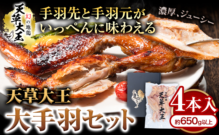 【幻の地鶏】天草大王大手羽セット ４本入り 約650g以上 大海水産株式会社《45日以内に出荷予定(土日祝除く)》地鶏 ---sms_fadotb_45d_r7_11500_650g---