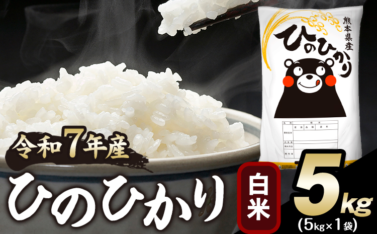 令和7年産 ひのひかり 白米 5kg 《7-14日以内に出荷予定(土日祝除く)》 白米 精米 熊本県産(南阿蘇村産含む) 単一原料米 南阿蘇村---mna_hn7_wx_11500_5kg_h---