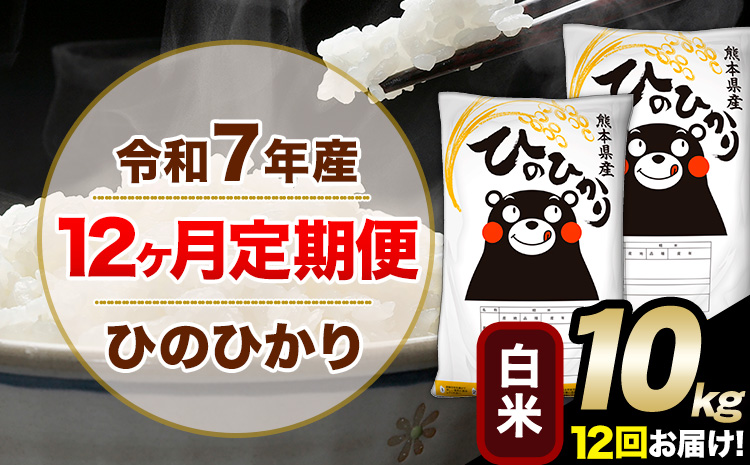 令和7年産【12ヶ月定期便】 白米 ひのひかり 10kg 5kg×2袋《お申し込みの翌月から出荷》熊本県産 単一原料米 南阿蘇村 ひのひかり 送料無料 熊本県 米 コメ こめ 国産---hn7tei_264000_10kg_mo12_mna_h---
