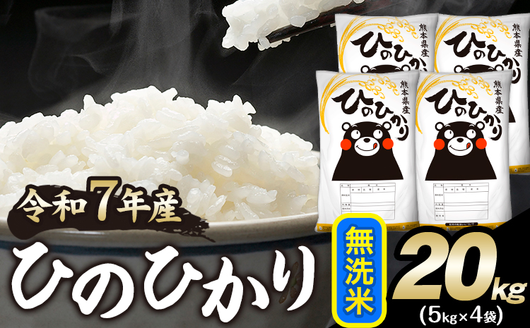 令和7年産 ひのひかり 無洗米 20kg 《7-14日以内に出荷予定(土日祝除く)》 無洗米 精米 熊本県産(南阿蘇村産含む) 単一原料米 南阿蘇村---mna_hn7_wx_43000_20kg_m---