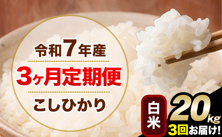 【3ヶ月定期便】令和7年産 定期便 こしひかり 白米 定期便 20kg 精米 熊本県産(南阿蘇村産含む) 単一原料米 南阿蘇村《お申し込みの翌月から出荷》---kh7tei_129000_20kg_mo3_mna_h---
