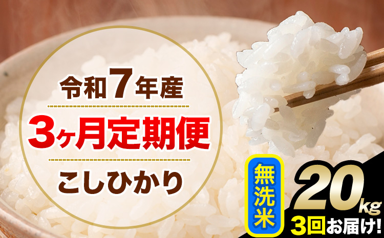 【3ヶ月定期便】令和7年産  定期便 こしひかり 無洗米 定期便 20kg 精米 熊本県産(南阿蘇村産含む) 単一原料米 南阿蘇村《お申し込みの翌月から出荷》---kh7tei_129000_20kg_mo3_mna_m---