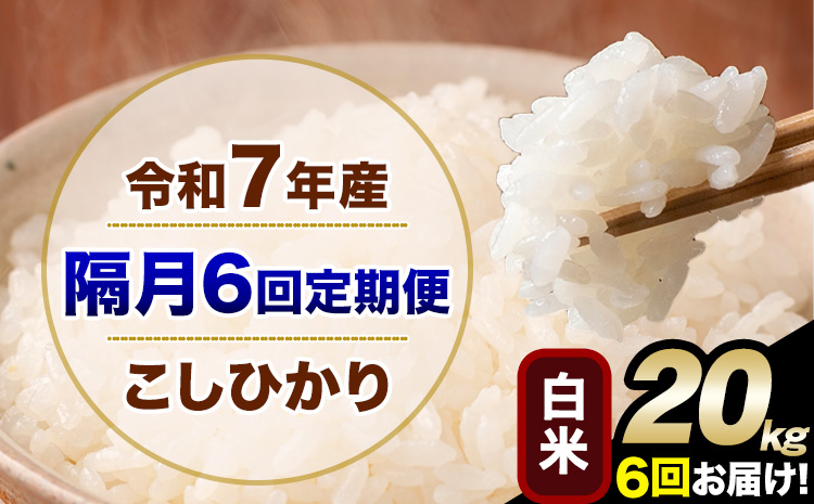 令和7年産 【隔月6回定期便】 こしひかり 20kg 白米 精米 熊本県産(南阿蘇村産含む) 単一原料米 南阿蘇村 産 米 定期便《お申込月の翌月から出荷開始》---kh7tei_291000_20kg_ev2mo6_mna_h---