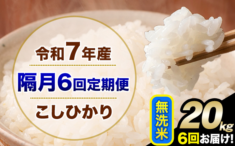 令和7年産 【隔月6回定期便】 こしひかり 20kg 無洗米 熊本県産(南阿蘇村産含む) 単一原料米 南阿蘇村 産 米 定期便《お申込月の翌月から出荷開始》---kh7tei_291000_20kg_ev2mo6_mna_m---