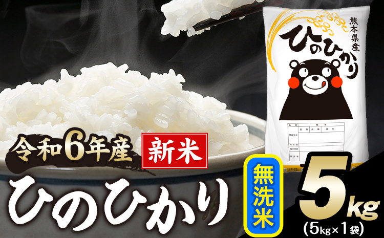 令和6年産 新米 ひのひかり 無洗米 5kg [7-14営業日以内に出荷予定(土日祝除く)] 無洗米 精米 熊本県産(南阿蘇村産含む) 単一原料米 南阿蘇村---mna_hn6_wx_24_10500_5kg_m---