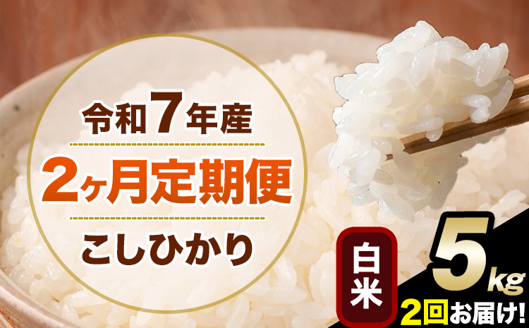 令和7年産 [2ヶ月定期便] こしひかり 5kg 白米 精米 熊本県産(南阿蘇村産含む) 単一原料米 南阿蘇村 産 米 定期便[お申込月の翌月から出荷開始]---kh7tei_25000_5kg_mo2_mna_h---