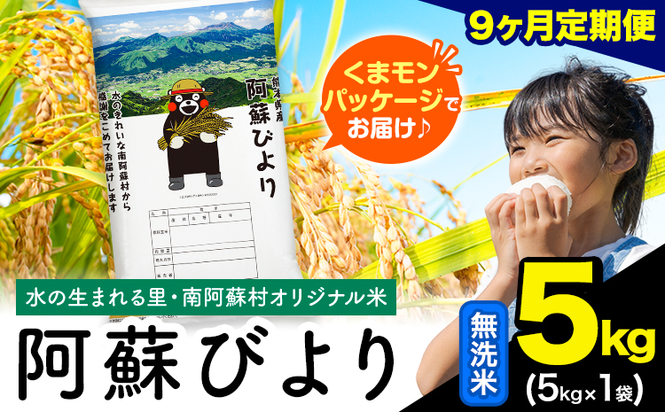 [9ヶ月定期便]阿蘇びより 無洗米 5kg (5kg×1袋)[お申し込みの翌月から出荷] |国産米 人気米 熊本県産米 お米---mna_abytei_5kg_103500_mo9_m---