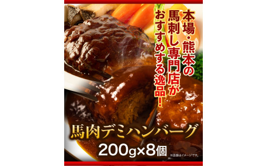馬肉デミハンバーグ 200g×8個 計1.6kg 千興ファーム 馬肉  御船町《60日以内に出荷予定(土日祝除く)》---smifune_snk_24_8s---