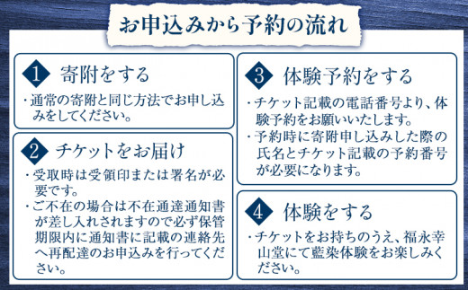 【予約制】福永幸山堂の藍染体験 ハンカチ体験チケット ペア体験チケット 福永幸山堂《60日以内に出荷予定(土日祝除く)》熊本県 ---sm_kouaihan_60d_25_12500_2p---