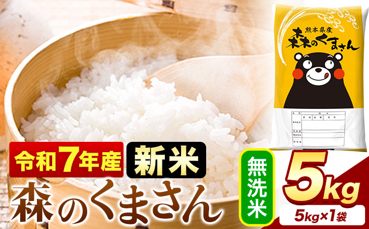 新米 令和7年産  無洗米  森のくまさん 5kg × 1袋  熊本県産 単一原料米 森くま《7-14日以内に出荷予定(土日祝除く)》送料無料---mifune_lcl_1047_5kg---
