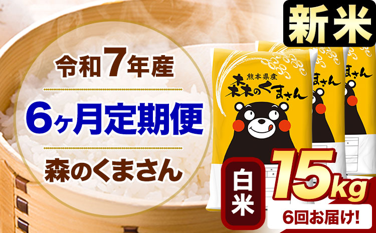 【6ヶ月定期便】新米 令和7年産 白米 森のくまさん 15kg 5kg×3袋 《お申込み翌月から出荷》 熊本県産 白米 精米 米 こめ コメ お米 kome---mifune_lcl_1074_mo6---