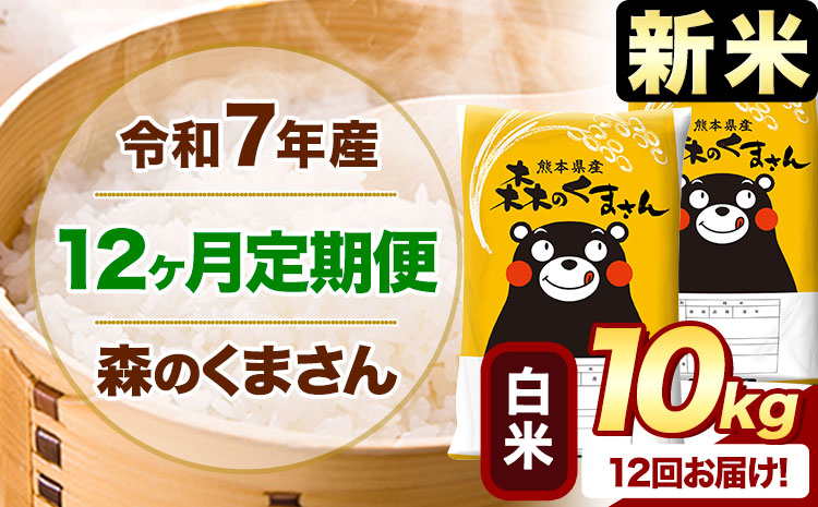 【12ヶ月定期便】新米 令和7年産 白米 森のくまさん 10kg 5kg×2袋 《お申込み翌月から出荷》 熊本県産 白米 精米 米 こめ コメ お米 kome---mifune_lcl_1088_mo12---